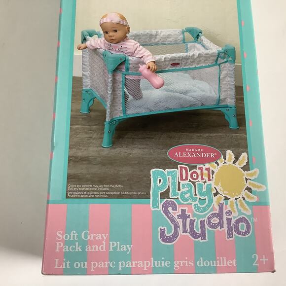 Madame Alexander Play Studio Soft Pack and Play Baby Doll Bed for Dolls up 18" - Picture 2 of 8